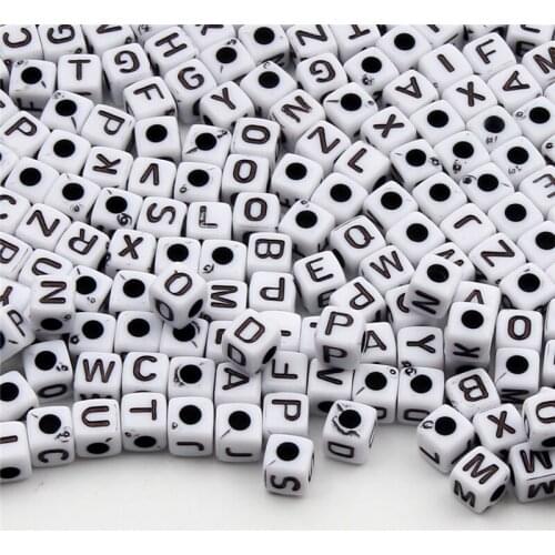5mm Square Acrylic Letter Beads White Loose Spacer Beads For Jewelry Making Handmade Diy Necklace Bracelet Accessories