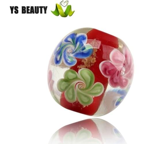 Lamp work fires the spiral flower coloured glaze bead suits Rope of Euramerican style to weave the good luck pendant bracelet