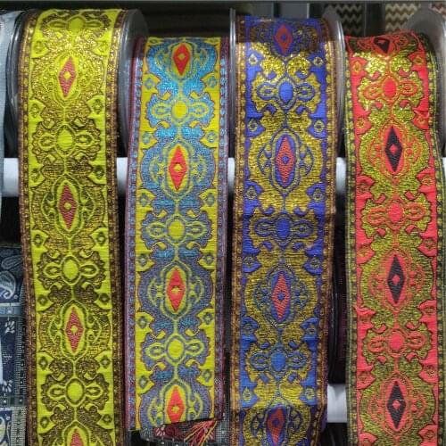 5 cm Width Israel Ribbons Polyester Woven Jacquard Ribbon Skirt Decoration Neckline Cuff Ethnic DIY Sewing Accessories 1 Yard