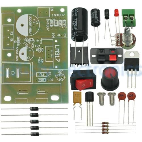 DC 5V-35V LM317 DIY Kit Step-Down Power Supply Module AC/DC Adjustable Voltage Regulator With On/Off Switch