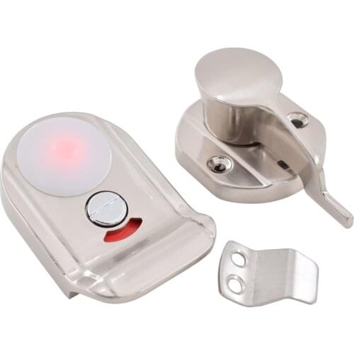 Stainless Steel LED Red Flashing Light Electronic Indication Door Lock For Public Toilet Partition Hardware