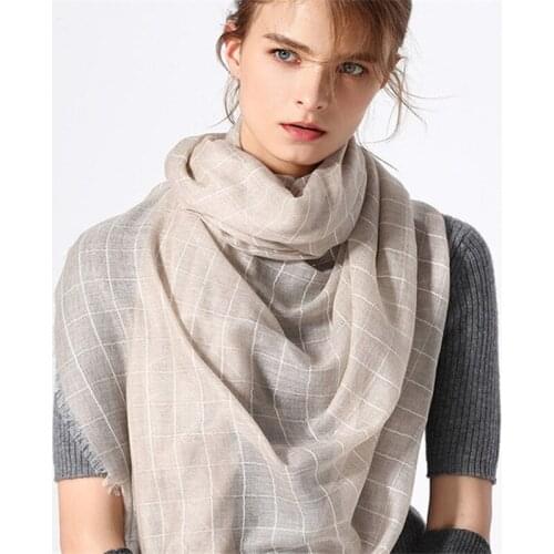 New fashion 100%goat cashmere women plaid thin scarfs shawl pashmina 90x200cm small tassel grey 6color