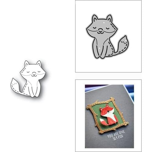 New 2021 Cute Stitched Fox Animal Metal Cutting Dies for DIY Scrapbooking and Card Making Decorative Embossing Craft No Stamps