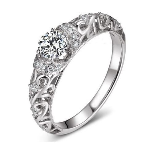 New Classical ring Baroque Pattern Carved White Refined zircon Bride Wedding Engagement Ring Jewelry Anniversary gift