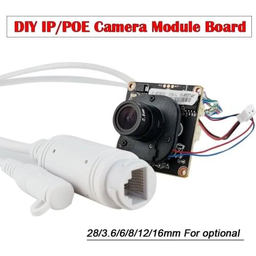 DIY POE IP Camera Module Board With IRCUT RJ45 Cable 1080P 5MP 3MP POE Cameras ONVIF H.265 Mobile APP XMEYE 2.8/3.6/8/16mm Lens