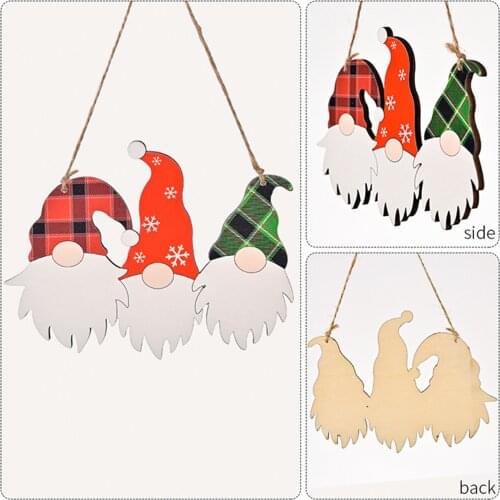 Christmas Decoration Wooden Rudolph Door Decorations Wall Gnome Hanging Sign Faceless Pendant Christmas Ornaments Door sweetie