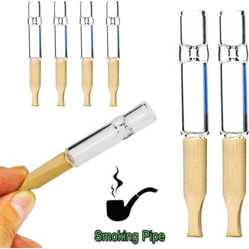 Glass One Hitter Chillums with Wooden Tip