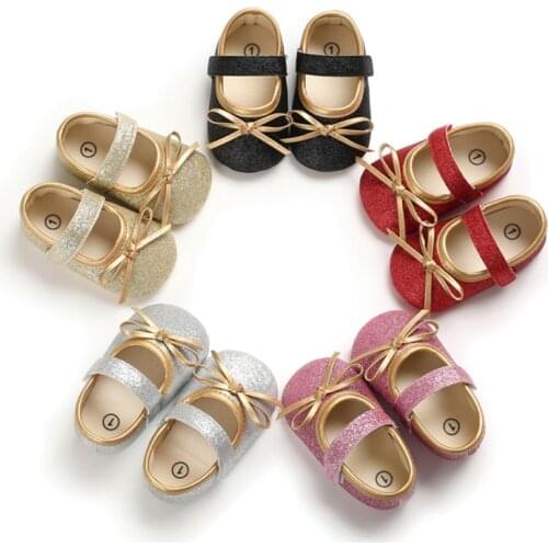 Spring 0-18M Baby Girls Retro Toddlers Prewalkers Shiny PU Shoes Infant Soft Sole First Walkers New Arrival