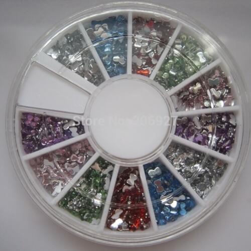 1PC OD-90 3D 6-Color Resin Bow Rhinestone Decoration in wheel Shiny Nail Decoration Lovely Outlooking