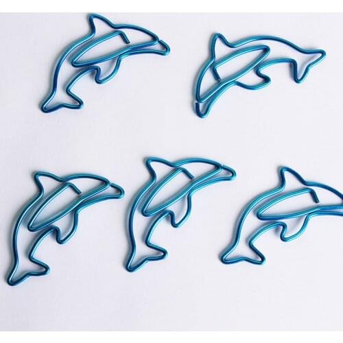 Shiny blue Dolphin Clip Creative Paper Clip Paper Bookmark Paperclip Bureau Accessoires Metal Clip Office Accessories Paper Clip