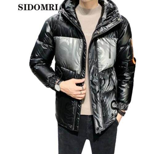 Winter new glossy down jacket for men keep warm waterproof fashion trend thicken down jacket for men 80% white duck down coat