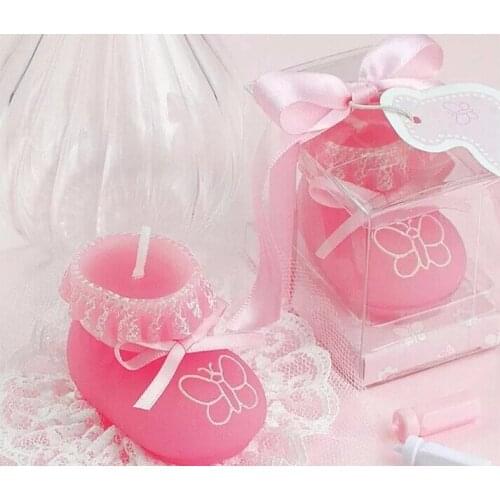 10pcs Pink Sock Shoe Candle Souvenir Birthday Wedding Baby Shower Gifts Packed With Box