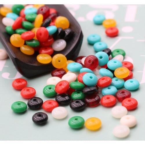 100 pieces / 8x3.5 mm flat round loose beads agate decorative beaded gasket accessories DIY fashion jewelry making bracelet gift