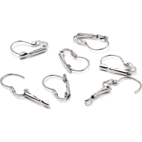 12x19mm 50Pcs Alloy Base Earrings Hooks for Jewelry Making Open Loop Leverback Earring Hooks Closable Findings Earrings DIY