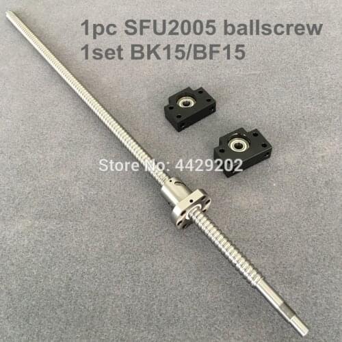 20MM Ball screw SFU2005/2010 300 400 500 600 700 800 mm end Machined + Ball Nut + BKBF15 End Support for cnc parts