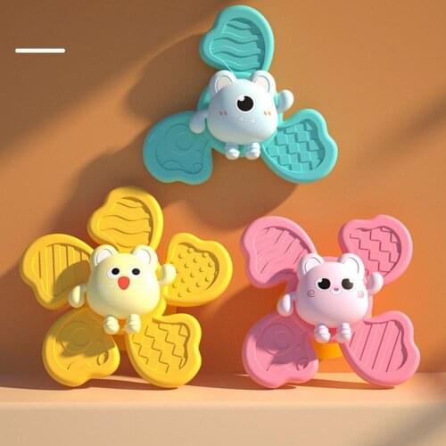 3 Pieces Baby Shower Top Rotating Suction Cup Turntable Powerful Suction Cup Toy Childrens Gift Soothe Emotion The Clover Toys