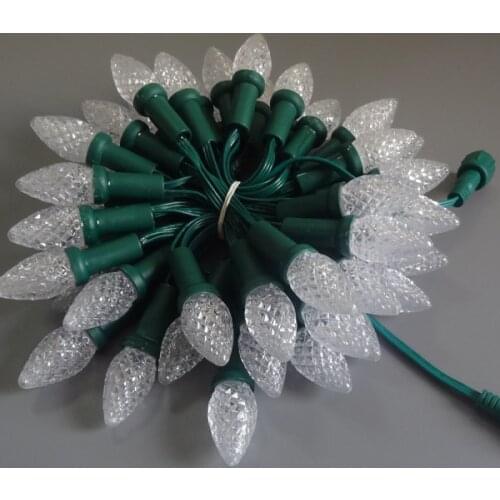 50nodes addressable RGB C9 DC12V WS2811 LED Christmas pixel string light;6inches(15cm) wire spacing;all GREEN wire;IP68