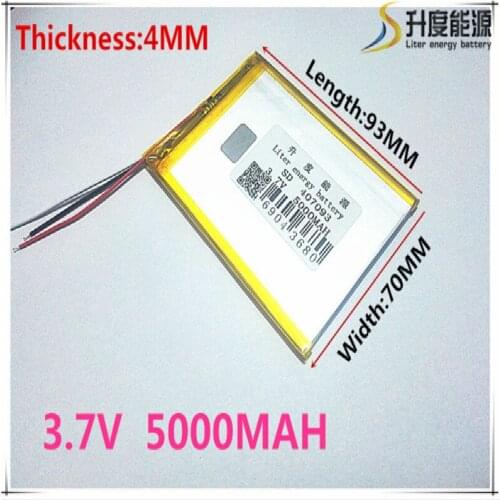 Brand new battery 407093 3.7V 5000mAh Lithium polymer Battery with Protection Board For Tablet PC U25GT Free Shipping