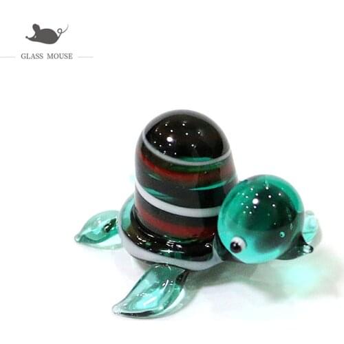 Aquarium Mini Turtle Decoration Hand Blown Multi-Color Art Glass Sea Animal Figurines Ornaments Collection Cute Gifts For Kids