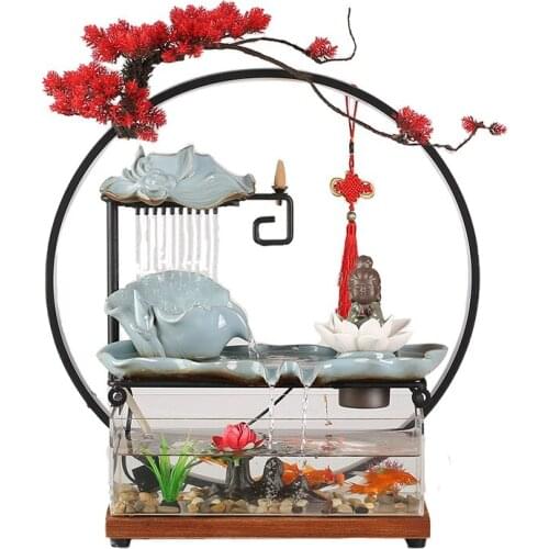 Fish Tank Make a Fortune as Endless as Flowing Water Decoration Home Ornament Rockery Fountain Circulating Water Creative Gift