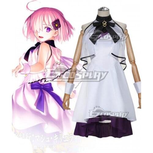 Fate Grand Order FGO Mash Kyrielight 5th Anniversary Dress Girls Daily White Party Dress Suit Halloween Cosplay Costume E001