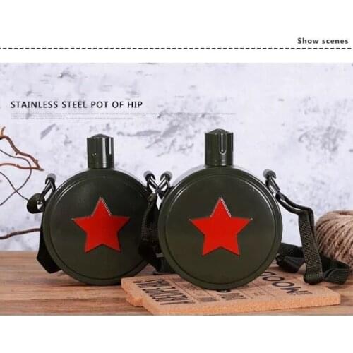 Chinese army Old-fashioned outdoor Water Bottles green Drinkware stainless Marching pot chair mao Hip Flasks