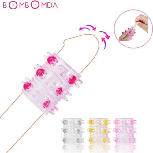 Spike Penis Ring Cock Sleeve Scrotum Ball Stretcher Silicone Crystal Cockring Ejaculation Delay Sex Toys for Adults Men Male