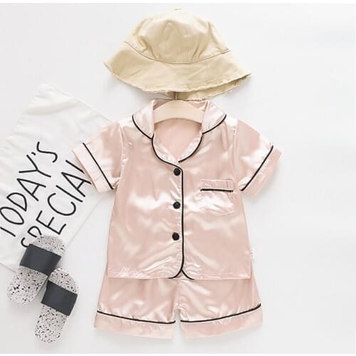 Baby Boys Girls Print Nightwear Set Toddler Kids Short Sleeve Blouse Tops+Shorts Sleepwear Pajamas