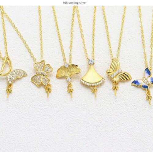 Lo Paulina 925 Sterling Silver Pendant Base 18k Gold Fit DIY Women Jewelries Necklace Findings