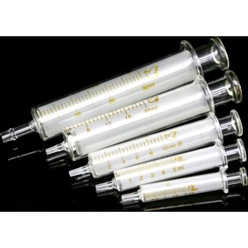 All size 1ml to 100ml Lab Disposable Glass injection syringe Glass Liquid injector transfer pipette sampler