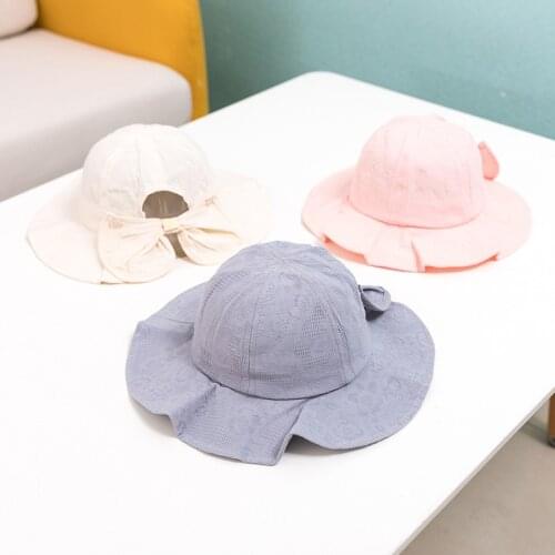 Summer Baby Girl Bowknot Bucket Hat Toddler Kids Sun Caps Infant Bonnet
