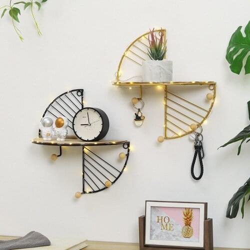 Metal Wall Decoration Shelf Hallway Wall Hanging Shelves for Living Room Artcrafts Features Display Rack Flower Pot Holder Tray