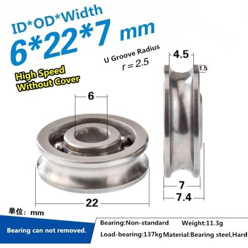 5pcs Metal pulley with grooved bearing wheel 6*22*7 guide wheel of 5 mm wire rope over-line crane with