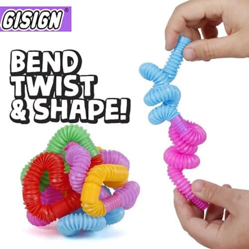 Mini Tubes Sensory Fidget Toys For Adult Stress Relieve Simple Dimple Plastic Bellows Toys Autism Children Squeeze Kids Toys