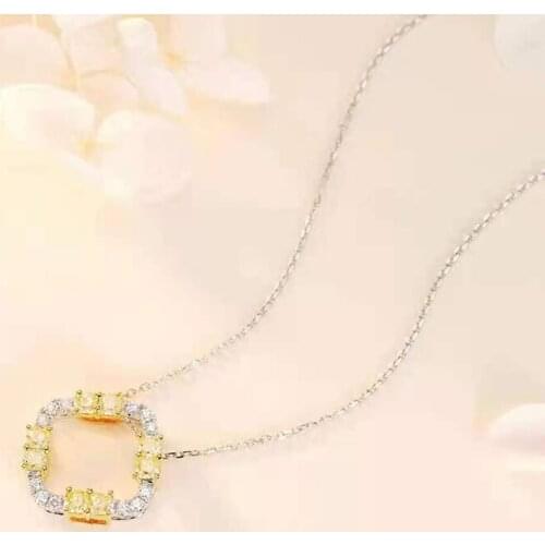 18K-Gold 100% Real Color and White Diamond Woman Pendant Necklace Trendy Style Fine Jewelry