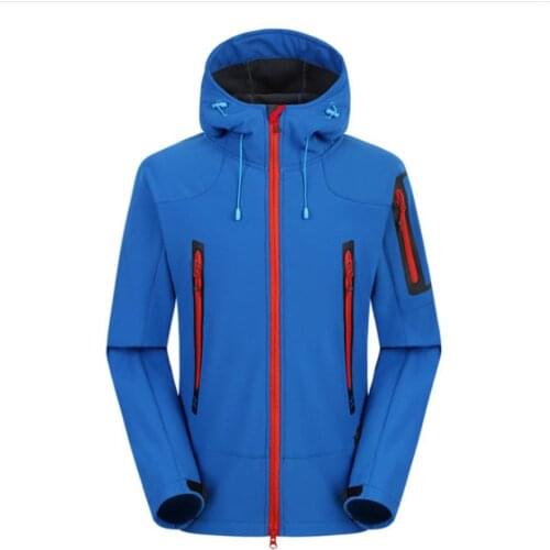 2021 Mens Autumn Winter Outdoor Breathable Softshell Camping Hiking Jacket Male Fleece Hooded Thermal Fishing Skiing Coat