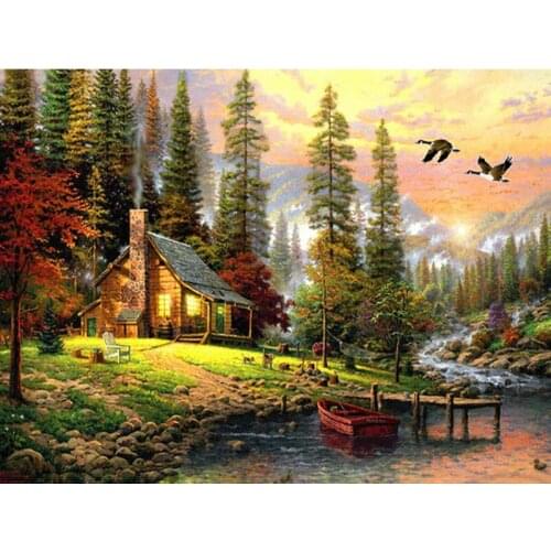 MUXUN 5D DIY Diamond Painting New Fashion Rural Scenery Full Needlework Embroidery Round Rhinestone Room Decor Art Year PE002