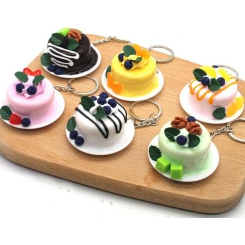 Creative Popping Cake Keychain PVC Lovely Exquistie Food Design Key Ring Simulated Dessert Backpack Zipper Decoration Buckle