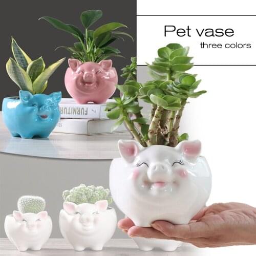 Nordic Cartoon Animal Flowerpot Bonsai Succulent Flower Pot Ceramic Creative Gardening Planter Flower Home Decor Ornaments