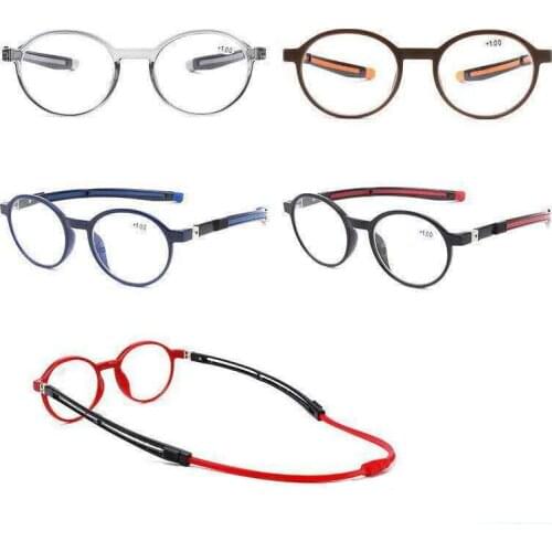 New TR90 folding magnetic sucking neck presbyopia portable comfortable mens and womens high-grade resin chip reader