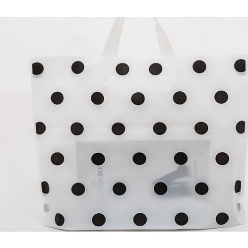 Wholesale 48pcs/lot Thicken Large Plastic Shopping Bags For Boutique Packaging White Round Dots Red Plastic Gift Bag With Handle