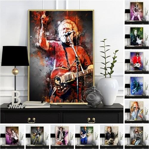 All Star Portrait Watercolour Poster, Famous Guitarist Fans Collection Gift, Rock Music Bar Pub Club, Print Fine Art Home Decor