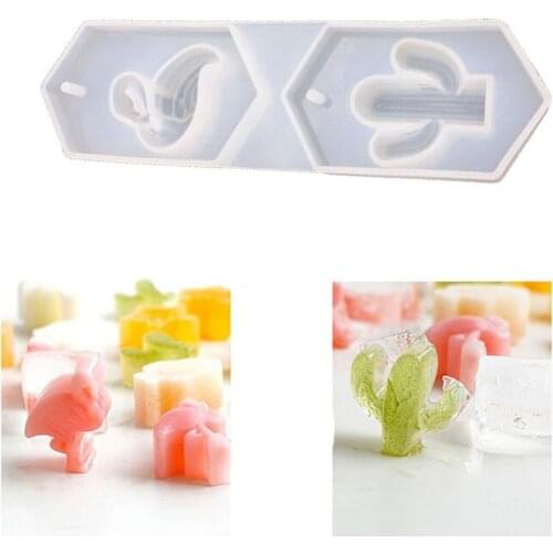 DIY Crystal Epoxy Mirror Flamingo Cactus Resin Mould Aromatherapy Gypsum Wax Tablet Pendant Car Hanging Mould Diffuser Stone
