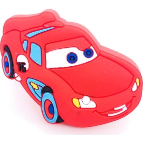 Cabinet Knobs for Kids Decorative Red Lightning Car Dresser Knobs 6 Pack with PVC Safety Soft Pattern Door Drawer Pull Handle