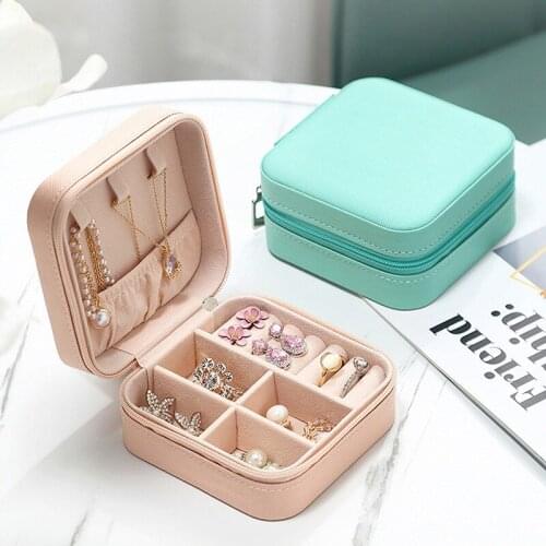 2021 Earring Jewelry Box Storage Organizer DIY Portable Jewelry Case Travel Leather Jewelry Display Storage Box Make Up Gift Bag
