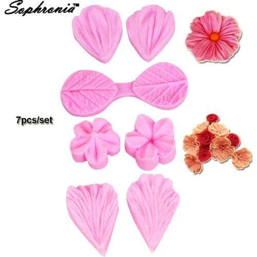 Sophronia Daisy Flowers&leaf Petal Shape Silicone Mold Chocolate Clay Candy Silicone Mold Mat Fondant Cake Decorating Tools