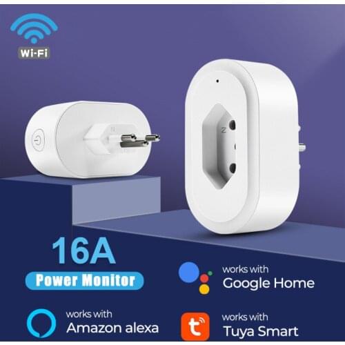 Smart Plug WiFi Socket Brazil 16A/10A Power Monitor Timing Function Tuya SmartLife APP Control Works With Alexa Google Assistant
