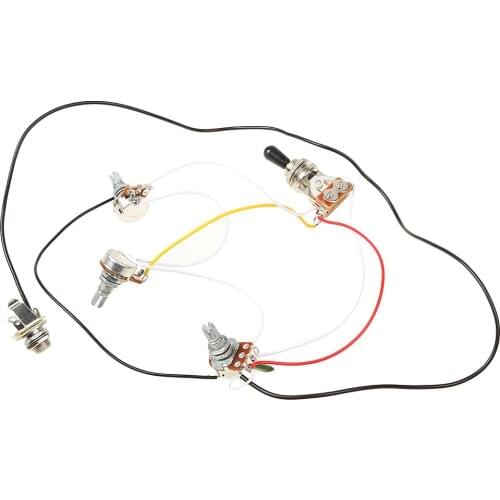 Tooyful Set of Wiring Harness Kit with 2V1T1J Copper Bush 3 Way Toggle Switch 500K Pots for Electric Guitar Accessory