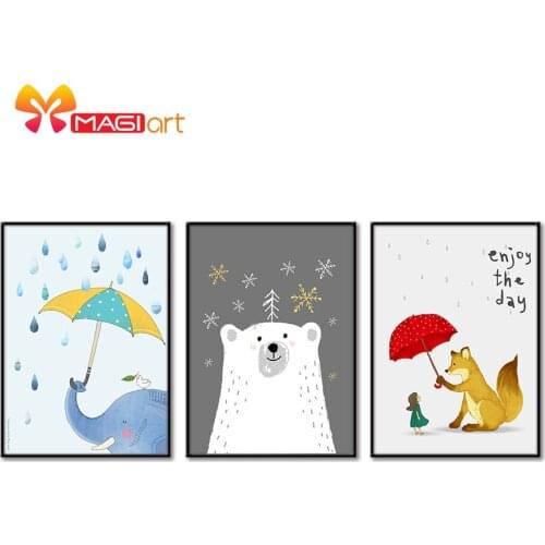 Cross stitch kits Embroidery needlework sets 11CT water soluble canvas patterns 14CT Cartoon Style adorable animals-NCMC014