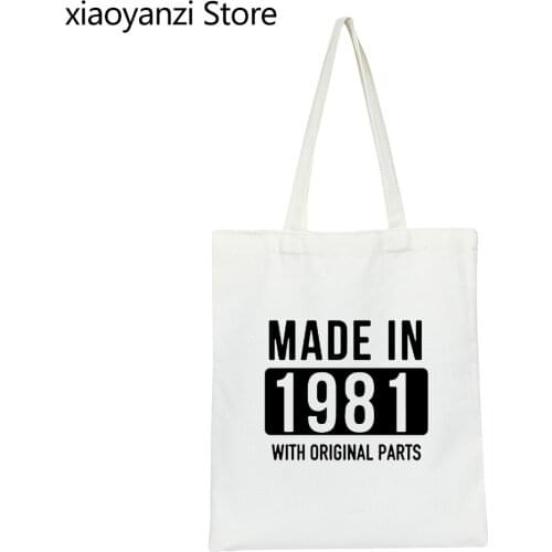 Funny Made In 1981 Letter Print Shoulder Bags Limited Edition Fashion Handbag Nostalgic Year Humour Eco Reusable Shopping Bag